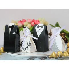 Watson Creative European Style Wedding Candies Box Paper Gift Box Suit Bridegroom Bride Dress Candy Box Wholesale